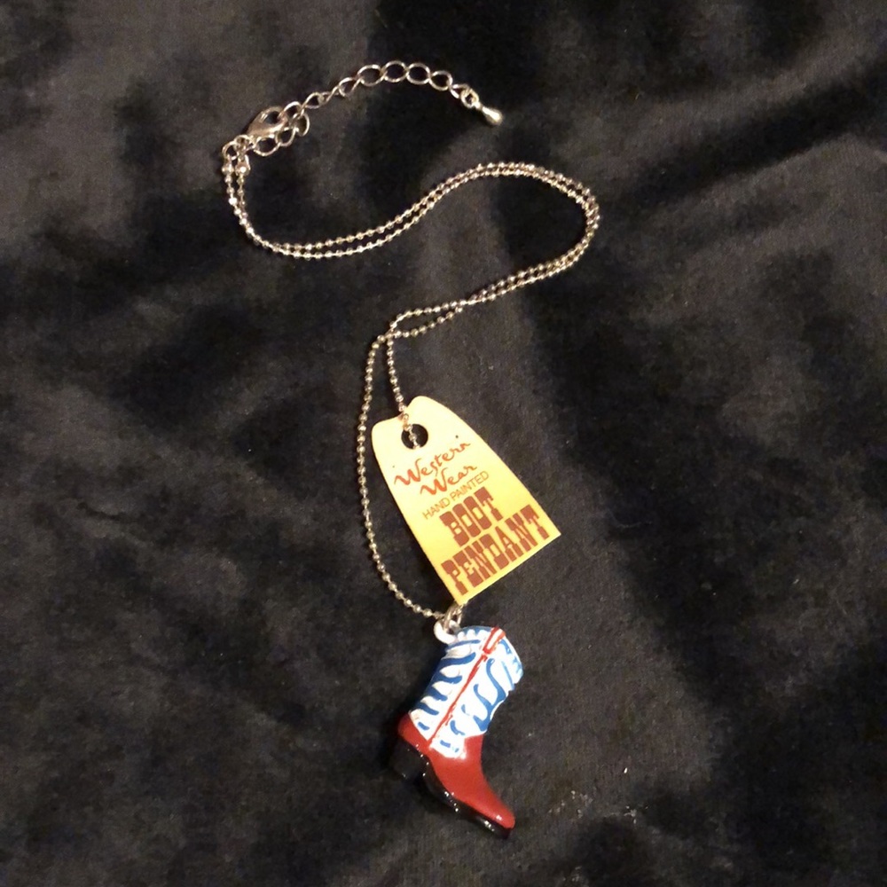 Western Wear Boot Pendant on Silver 16”chain